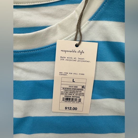 NWT Blue & White Stripe Crop T-shirt from A New Day - Picture 2 of 6